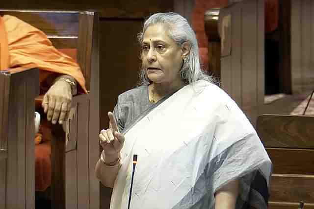 Jaya Bachchan in Rajya Sabha complaining of Jagdeep Dhankhar's tone (Still from Sansad TV's video)